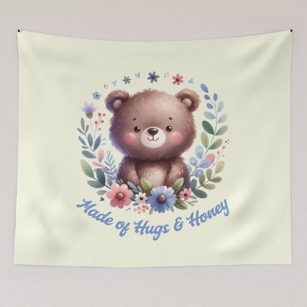 Item preview, Made of Hugs & Honey Cute Teddy Bear Floral Cottagecore Kawaii Design designed and sold by Sachie's Studio.