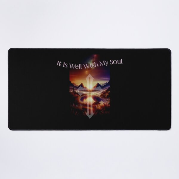 Item preview, It Is Well With My Soul Christian Cross Sunset Landscape Inspirational Faith Design designed and sold by Sachie's Studio.