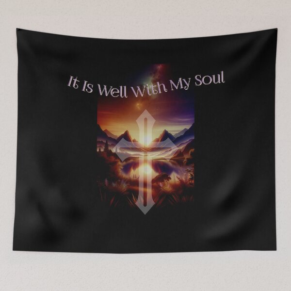 Item preview, It Is Well With My Soul Christian Cross Sunset Landscape Inspirational Faith Design designed and sold by Sachie's Studio.