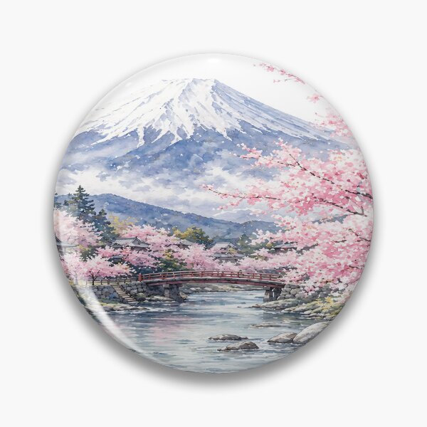 Item preview, Serene Cherry Blossom Forest by Mount Fuji Painting designed and sold by LiveLearnCreate.