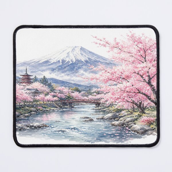 Item preview, Serene Cherry Blossom Forest by Mount Fuji Painting designed and sold by LiveLearnCreate.