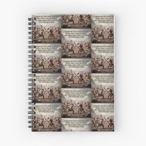 Item preview, Einstein Inspired War Quote Poster – Apocalyptic World War III and World War IV Sticks and Stones Typography Wool Design designed and sold by Donsean22.