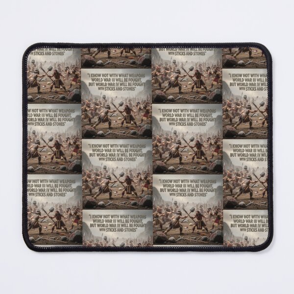 Item preview, Einstein Inspired War Quote Poster – Apocalyptic World War III and World War IV Sticks and Stones Typography Wool Design designed and sold by Donsean22.