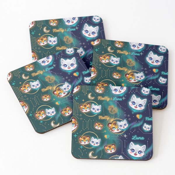 Item preview, NeoTig Luna Best Friend Pack Pattern Kawaii  AI Tiger Wolf Cub Duo Celestial Circuit  Home Decor Gift designed and sold by NeoTigLuna.