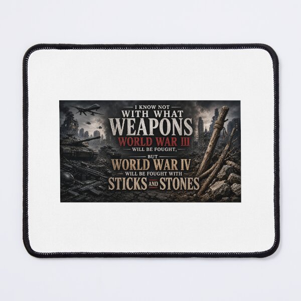 Item preview, Albert Einstein Inspired War Quote Poster – Apocalyptic World War III and World War IV Sticks and Stones Typography Design designed and sold by Donsean22.