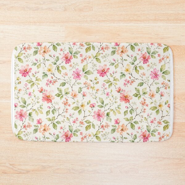 Item preview, Colorful Peonies and Earthy greens and leaf motif Print Nature  designed and sold by BlueLineLAX.