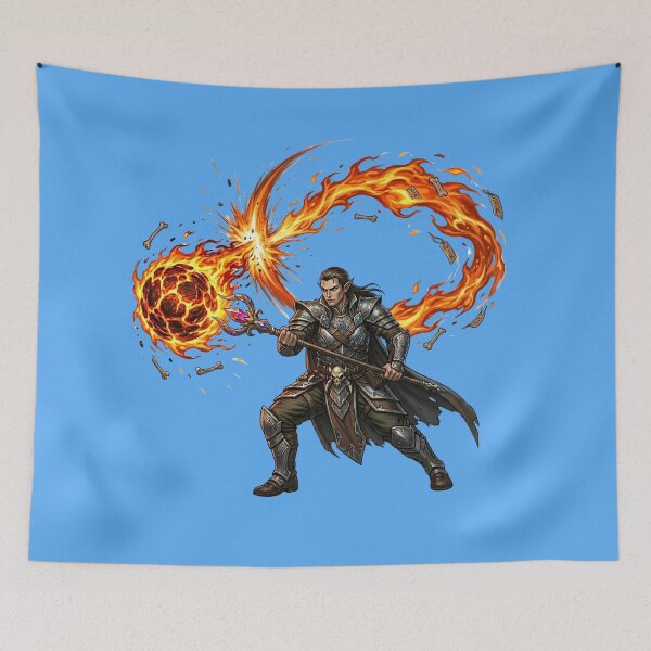 Item preview, Male Elf Pyromancer - Fire and Bone Mage designed and sold by Utopian-Magic.