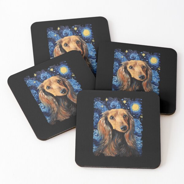 Item preview, Funny Long Haired Dachshund Starry Night Illustration Mom Dad Kids designed and sold by rafaeltto.