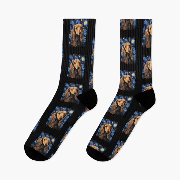 Item preview, Funny Long Haired Dachshund Starry Night Illustration Mom Dad Kids designed and sold by rafaeltto.