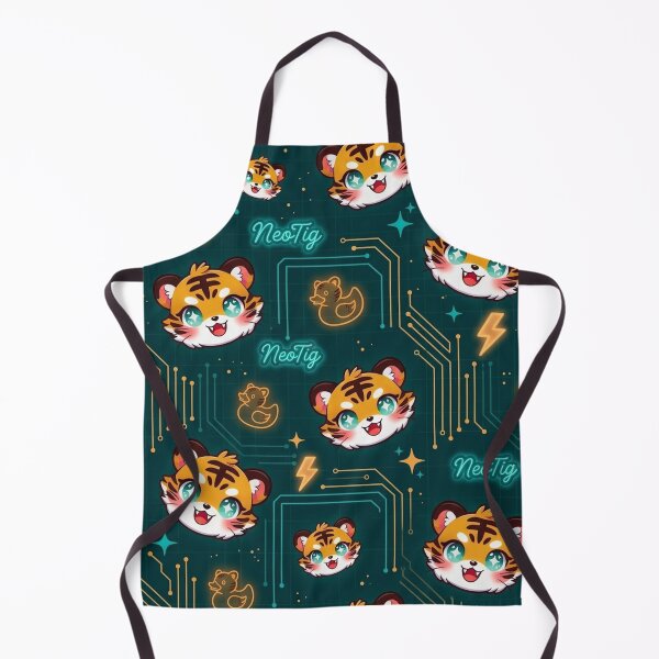 Item preview, NeoTig Circuit Pattern Kawaii AI Tiger Cub Repeat Teal Amber Tech Cute Home Decor GiftGift designed and sold by NeoTigLuna.