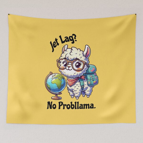 Item preview, Jet Lag? No Probllama Funny Traveling Llama Adventure Design designed and sold by Sachie's Studio.