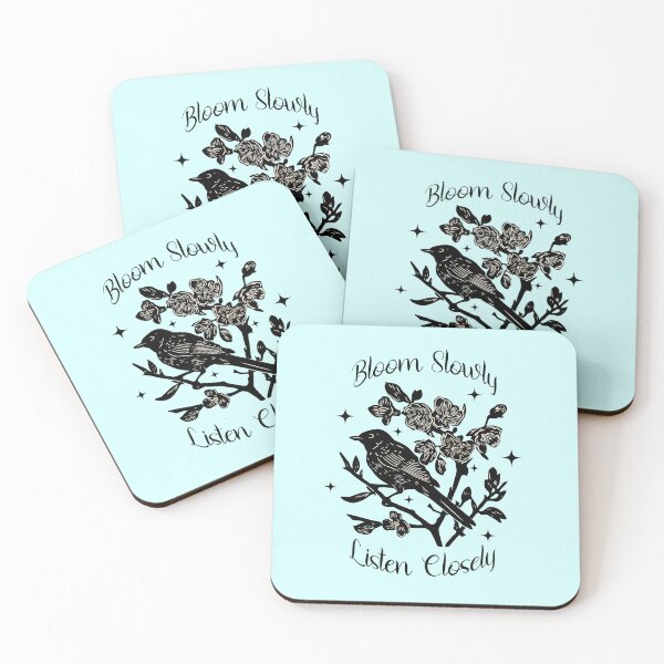 Item preview, Bloom Slowly Listen Closely Bird and Wildflower Cottagecore Design designed and sold by Sachie's Studio.