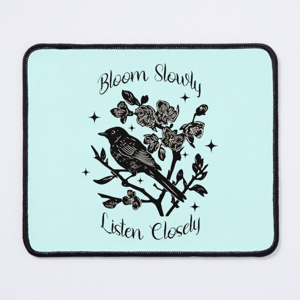 Item preview, Bloom Slowly Listen Closely Bird and Wildflower Cottagecore Design designed and sold by Sachie's Studio.