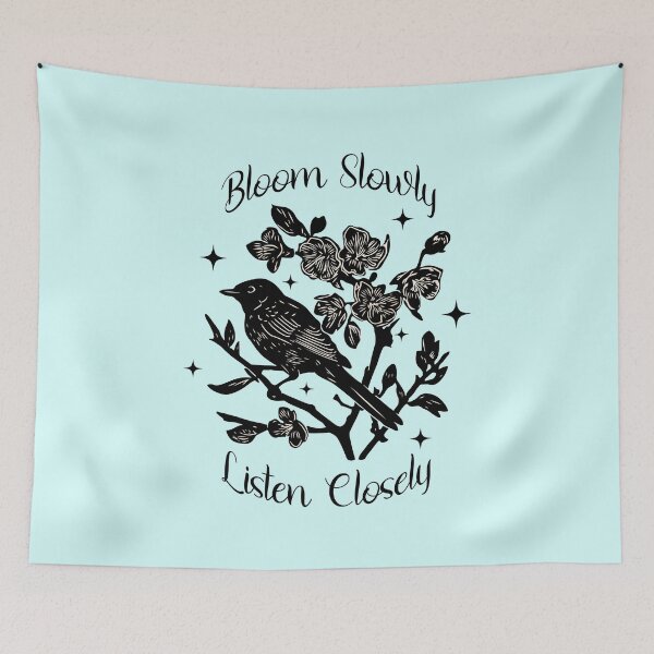 Item preview, Bloom Slowly Listen Closely Bird and Wildflower Cottagecore Design designed and sold by Sachie's Studio.