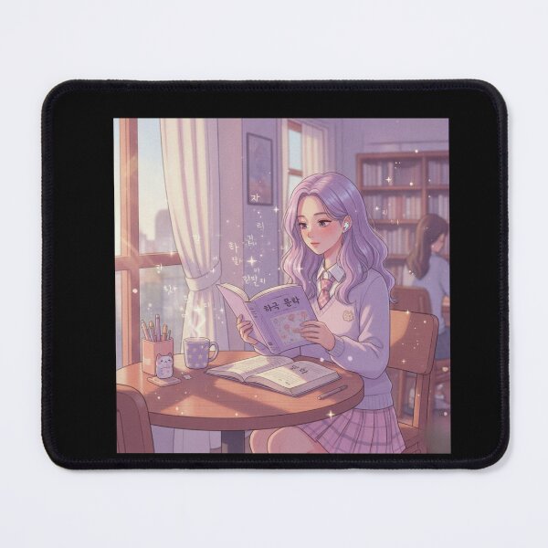 Item preview, Korean kpop study mode kawaii student earbuds hangul lofi Seoul cafe art gift designed and sold by language-des.