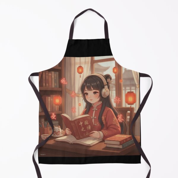Item preview, Chinese study mode kawaii student headphones hanzi lofi Beijing art gift designed and sold by language-des.