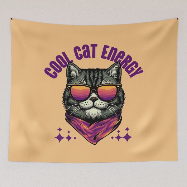 Item preview, Cool Cat Energy Retro Sunglasses Funny Cat Lover Design designed and sold by Sachie's Studio.