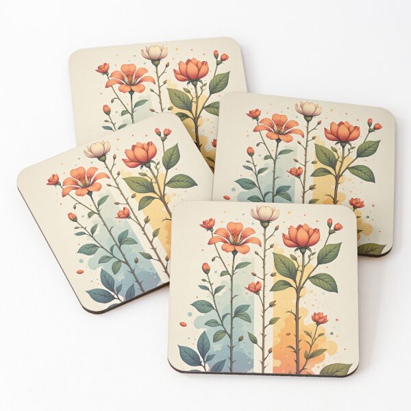 Item preview, Illustrated flowers grow in colorful splashes of paint. designed and sold by Mianku | Für das Leben.