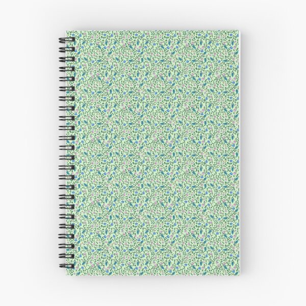 Item preview, Blue and blush flowers on mint green background for ditsy floral seamless pattern designed and sold by PCaleDesigns.
