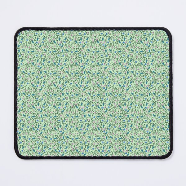 Item preview, Blue and blush flowers on mint green background for ditsy floral seamless pattern designed and sold by PCaleDesigns.