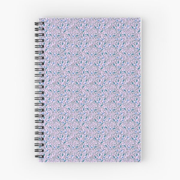 Item preview, Blue and blush flowers on pink background for ditsy floral seamless pattern designed and sold by PCaleDesigns.