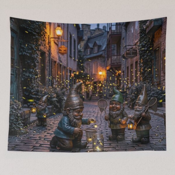 Item preview, Thinking of Wroclaw - Gnomes Catching Fireflies designed and sold by Purrfecta.
