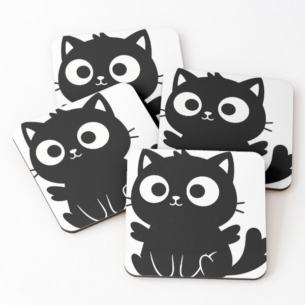 Item preview, Big-Eyed Black Cat Kawaii Poster - Adorable Feline Silhouette Art - Minimalist Cute Kitten Wall Print designed and sold by BestChoiceService.