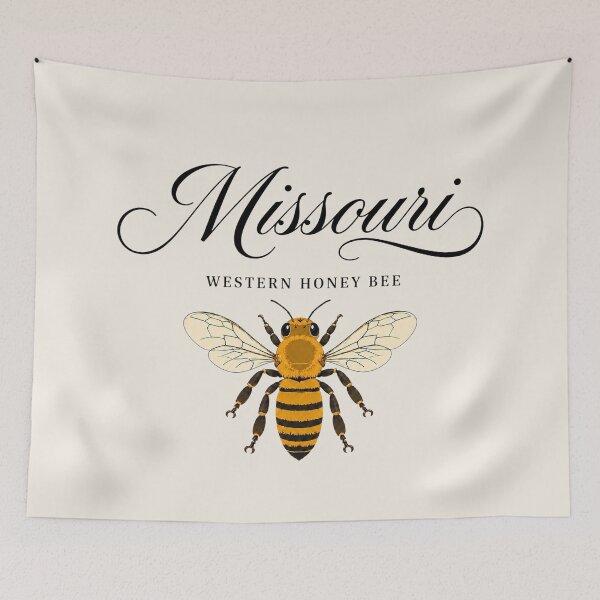 Item preview, Missouri Western Honey Bee Vintage State Insect Art Print designed and sold by The-Drip-Studio.