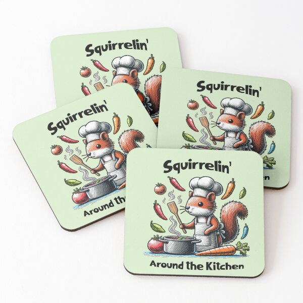 Item preview, Cute Squirrel Chef Cooking Vegetables Cartoon Kitchen Design designed and sold by Sachie's Studio.