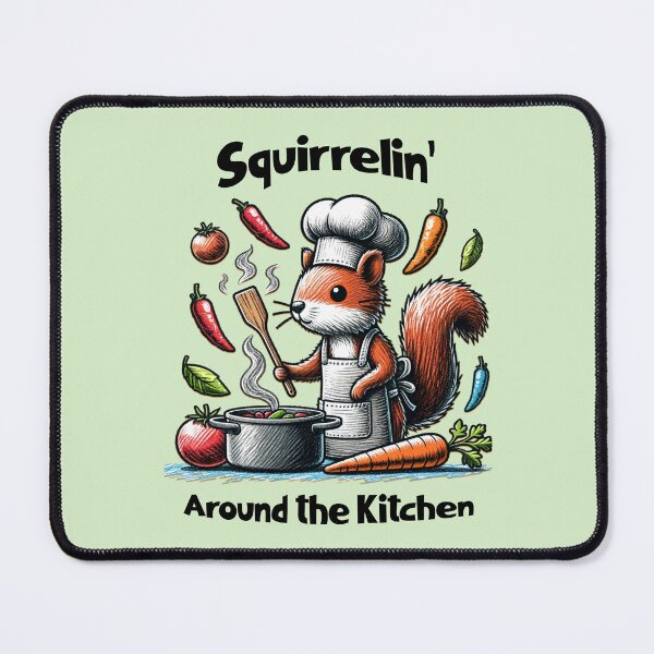 Item preview, Cute Squirrel Chef Cooking Vegetables Cartoon Kitchen Design designed and sold by Sachie's Studio.