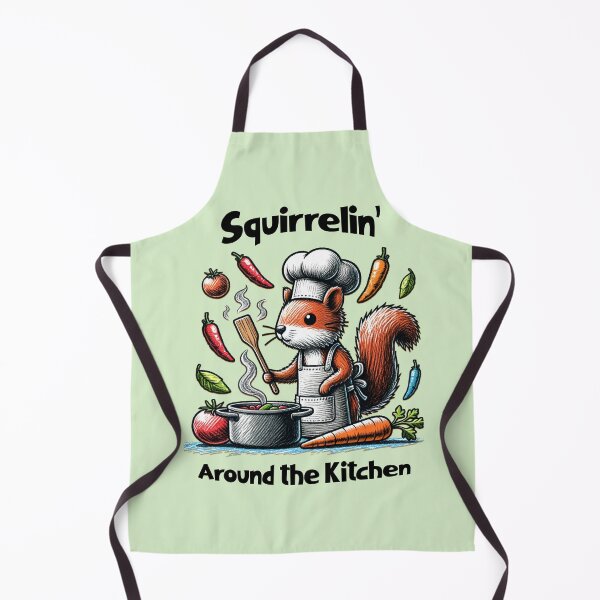 Item preview, Cute Squirrel Chef Cooking Vegetables Cartoon Kitchen Design designed and sold by Sachie's Studio.