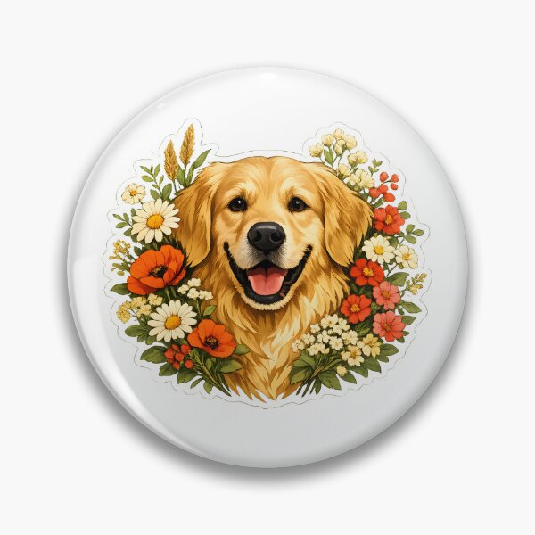 Item preview, Vintage Golden Retriever Wildflower Bouquet | Premium Floral Dog Illustration designed and sold by builtforyou.