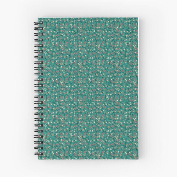 Item preview, ditsy sunrise floral on teal background in seamless pattern designed and sold by PCaleDesigns.