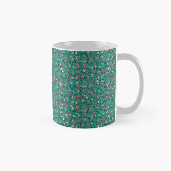Item preview, ditsy sunrise floral on teal background in seamless pattern designed and sold by PCaleDesigns.
