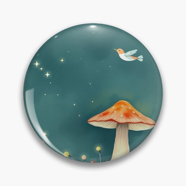 Item preview, Whimsical Mushroom and Flying Bird Art Print designed and sold by Vida e Arte.