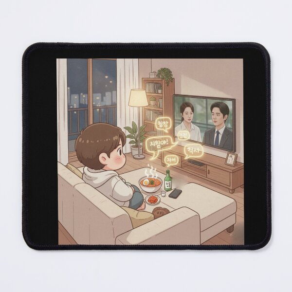 Item preview, Korean kdrama marathon cozy chibi snacks subtitles Seoul apartment funny gift designed and sold by language-des.