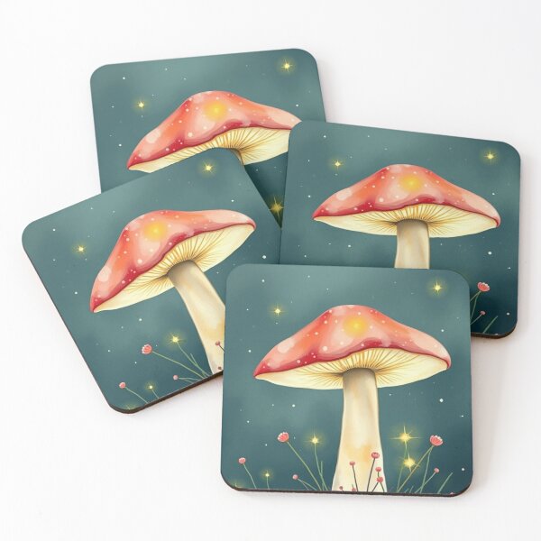Item preview, Whimsical Glowing Mushroom Under Starry Night Sky designed and sold by Vida e Arte.