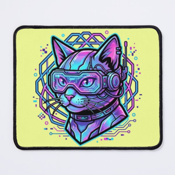 Item preview, Cyberpunk Cat Neon Futuristic Cyber Goggles designed and sold by Dream Weave Studio.