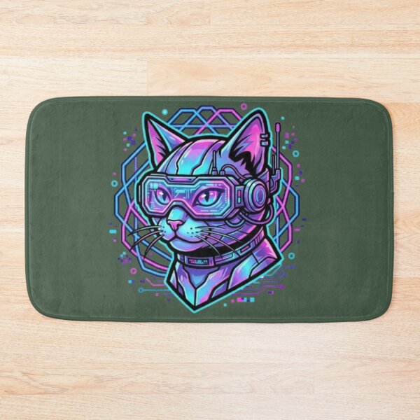 Item preview, Cyberpunk Cat Neon Futuristic Cyber Goggles designed and sold by Dream Weave Studio.