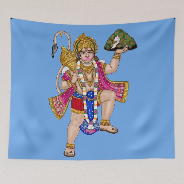 Item preview, Hanuman Carrying Mountain Artwork | Divine Hindu Digital Illustration designed and sold by Harshit_Digital_Arts.