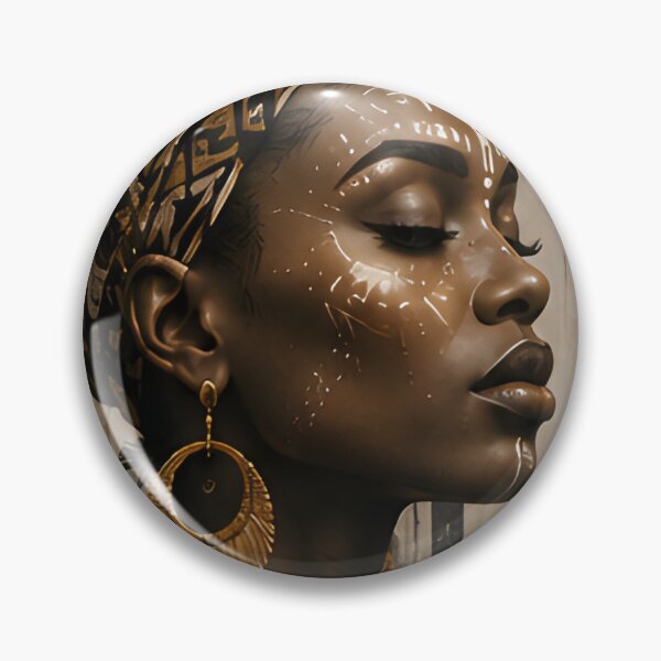 Item preview, Ancestral Elegance - Portrait of a Black and Gold African Woman designed and sold by ILOVECHIWAWA.