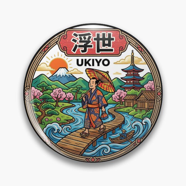 Item preview, Ukiyo Japanese Kimono Man Mountain Scenery designed and sold by Tsugraf Designs.