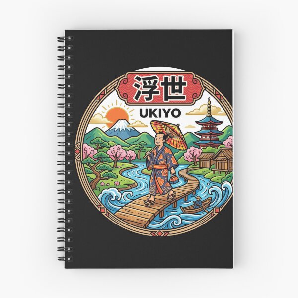 Item preview, Ukiyo Japanese Kimono Man Mountain Scenery designed and sold by Tsugraf Designs.