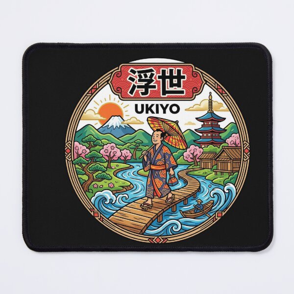 Item preview, Ukiyo Japanese Kimono Man Mountain Scenery designed and sold by Tsugraf Designs.