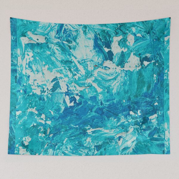 Item preview, Teal and Cobalt Blue Palette Knife Abstract designed and sold by L&L.