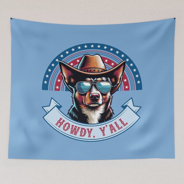Item preview, Howdy Y’all Cowboy Dog Design | Patriotic Country Western Dog Art designed and sold by Sachie's Studio.