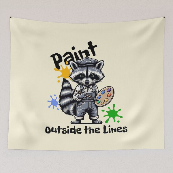 Item preview, Paint Outside the Lines Raccoon Artist Design | Cute Creative Animal Art designed and sold by Sachie's Studio.