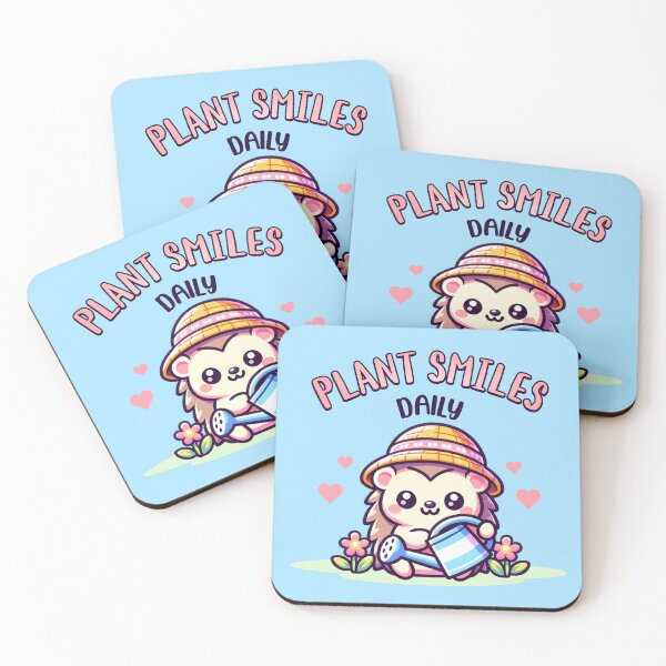 Item preview, Plant Smiles Daily Cute Hedgehog Gardening Design | Kawaii Garden Animal Art designed and sold by Sachie's Studio.