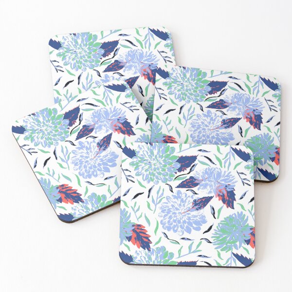 Item preview, Daylight Dahlias Bloom Summer Floral Blues and greens designed and sold by Dally-Dabble.