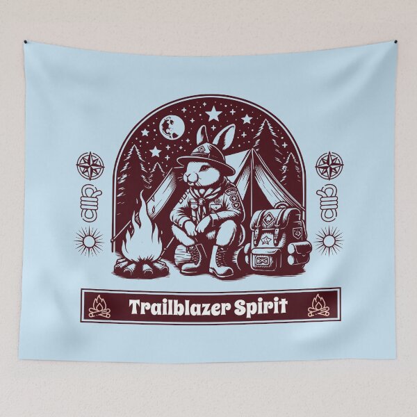 Item preview, Trailblazer Spirit Camping Bunny Design | Vintage Woodland Rabbit Adventure Art designed and sold by Sachie's Studio.